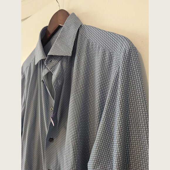 EMANUEL BERG - Patterned fluid shirt - Sz 43 / 17 - Picture 2 of 7